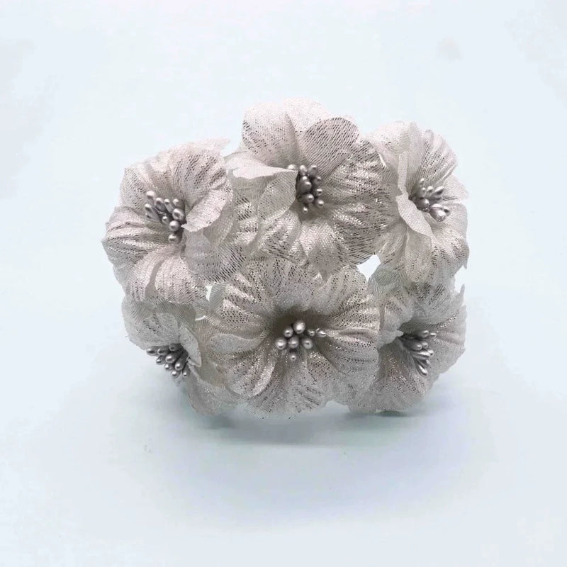 Faux Peony & Rose Floral Bouquet - 4.5" Real-Touch Gold & Silver Corsage, Perfect for Weddings, Events, Home Decor, DIY Gifts