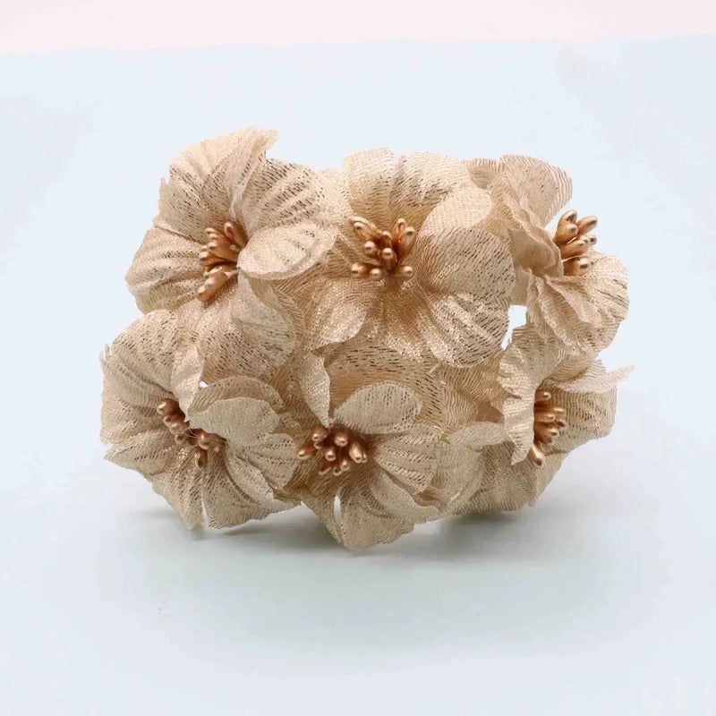 Faux Peony & Rose Floral Bouquet - 4.5" Real-Touch Gold & Silver Corsage, Perfect for Weddings, Events, Home Decor, DIY Gifts
