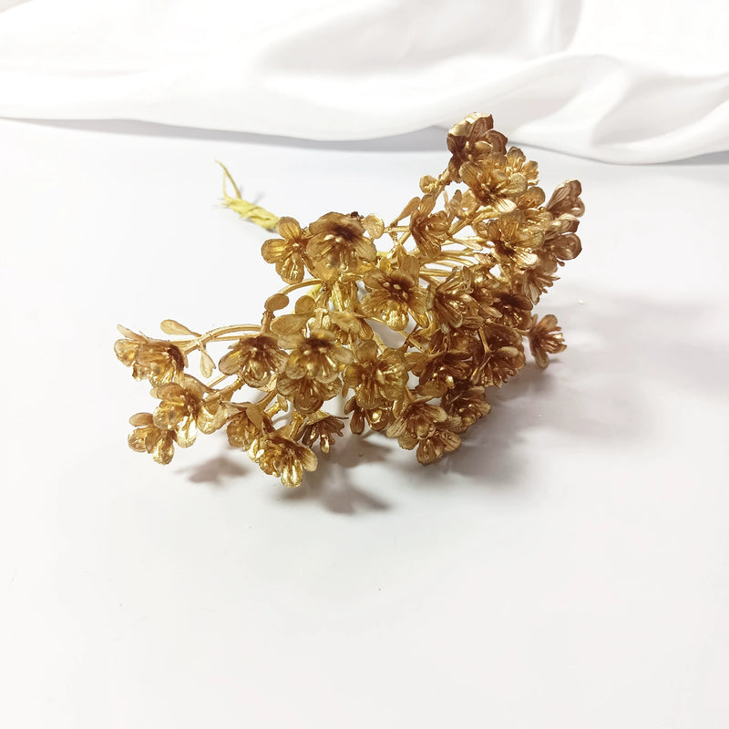 Faux Gold Leaf Stem, 5.5" Metallic Gilded Leaf Pick for DIY Wreaths, Corsages, Wedding Centerpieces & Holiday Floral Arrangements