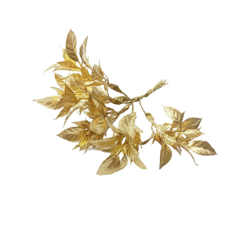 Faux Gold Leaf Stem, 5.5" Metallic Gilded Leaf Pick for DIY Wreaths, Corsages, Wedding Centerpieces & Holiday Floral Arrangements