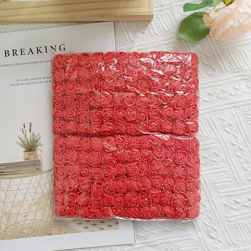 144 Pcs Mini Foam Roses, 1" Inch Small Artificial Flowers with Lace Accent, Bulk Craft Roses for DIY Wedding Bouquets, Wreaths & Party Decor