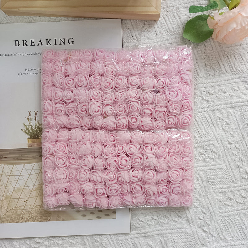 144 Pcs Mini Foam Roses, 1" Inch Small Artificial Flowers with Lace Accent, Bulk Craft Roses for DIY Wedding Bouquets, Wreaths & Party Decor