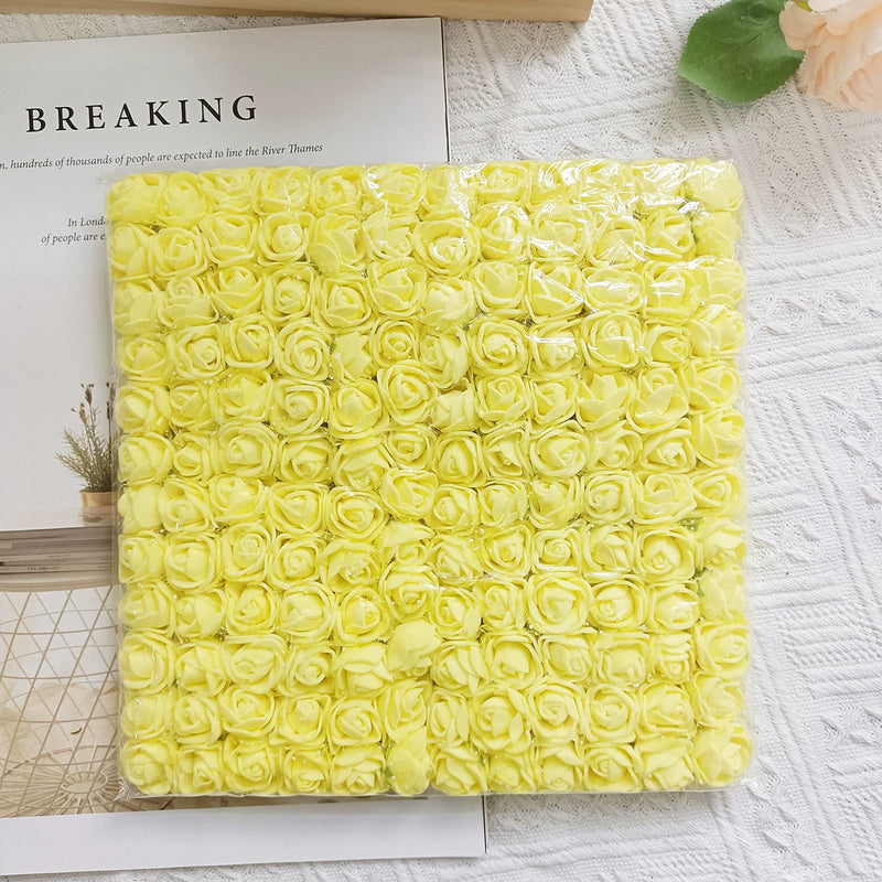 144 Pcs Mini Foam Roses, 1" Inch Small Artificial Flowers with Lace Accent, Bulk Craft Roses for DIY Wedding Bouquets, Wreaths & Party Decor