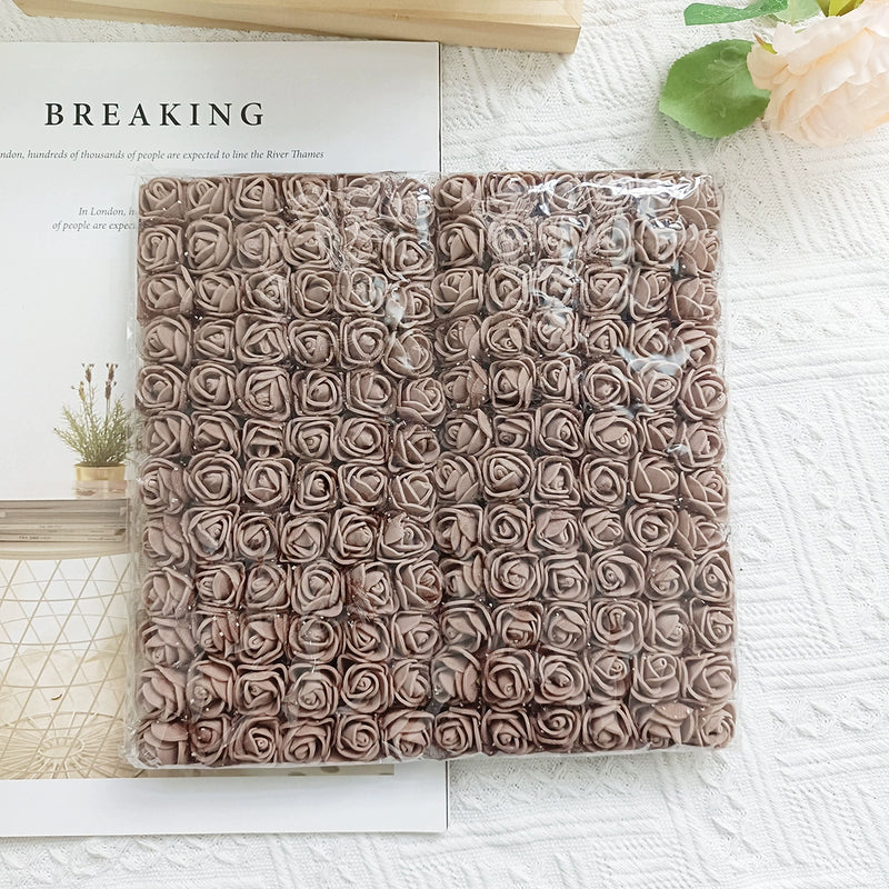 144 Pcs Mini Foam Roses, 1" Inch Small Artificial Flowers with Lace Accent, Bulk Craft Roses for DIY Wedding Bouquets, Wreaths & Party Decor