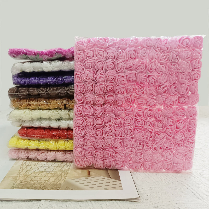 144 Pcs Mini Foam Roses, 1" Inch Small Artificial Flowers with Lace Accent, Bulk Craft Roses for DIY Wedding Bouquets, Wreaths & Party Decor