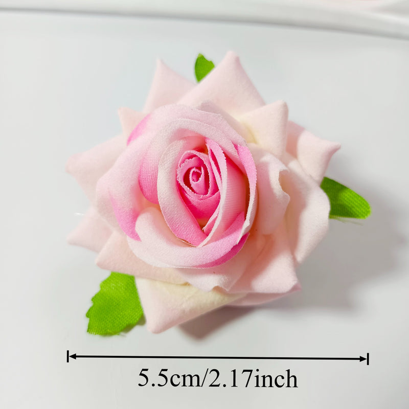 Bulk Velvet Rose Heads, 2-Inch Lifelike Faux Flowers for DIY Wedding Centerpieces, Corsages, Home Decor & Floral Crafts, Richly Textured Artificial Roses