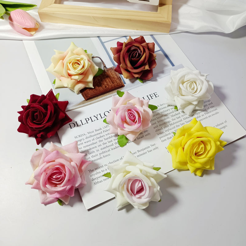 Bulk Velvet Rose Heads, 2-Inch Lifelike Faux Flowers for DIY Wedding Centerpieces, Corsages, Home Decor & Floral Crafts, Richly Textured Artificial Roses