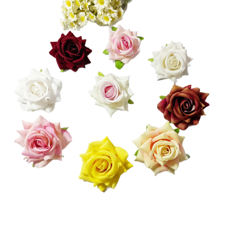 Bulk Velvet Rose Heads, 2-Inch Lifelike Faux Flowers for DIY Wedding Centerpieces, Corsages, Home Decor & Floral Crafts, Richly Textured Artificial Roses