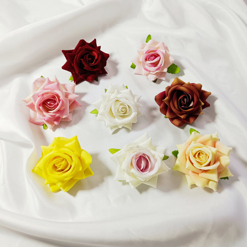 Bulk Velvet Rose Heads, 2-Inch Lifelike Faux Flowers for DIY Wedding Centerpieces, Corsages, Home Decor & Floral Crafts, Richly Textured Artificial Roses