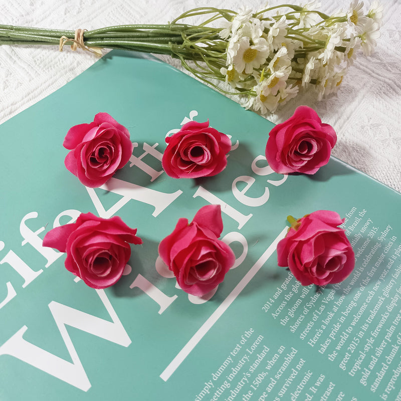 Small Artificial Rose Heads, 1.5" Realistic Silk Faux Roses for DIY Crafts, Wedding Decor, Corsages, Boutonnieres & Home Florals