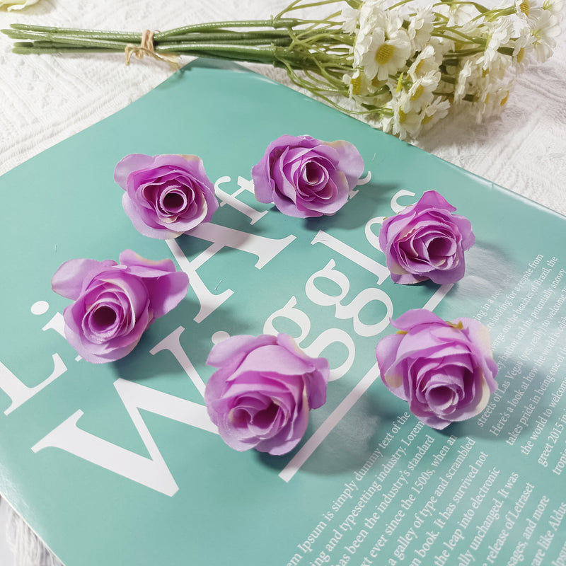 Small Artificial Rose Heads, 1.5" Realistic Silk Faux Roses for DIY Crafts, Wedding Decor, Corsages, Boutonnieres & Home Florals