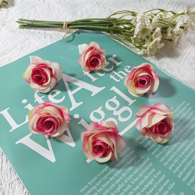 Small Artificial Rose Heads, 1.5" Realistic Silk Faux Roses for DIY Crafts, Wedding Decor, Corsages, Boutonnieres & Home Florals