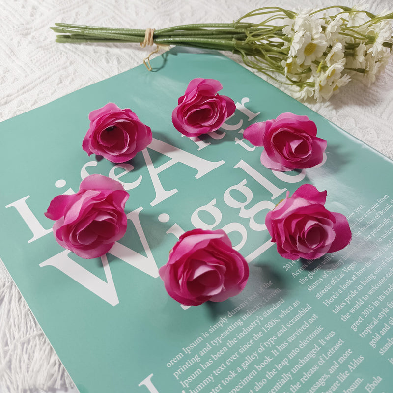 Small Artificial Rose Heads, 1.5" Realistic Silk Faux Roses for DIY Crafts, Wedding Decor, Corsages, Boutonnieres & Home Florals