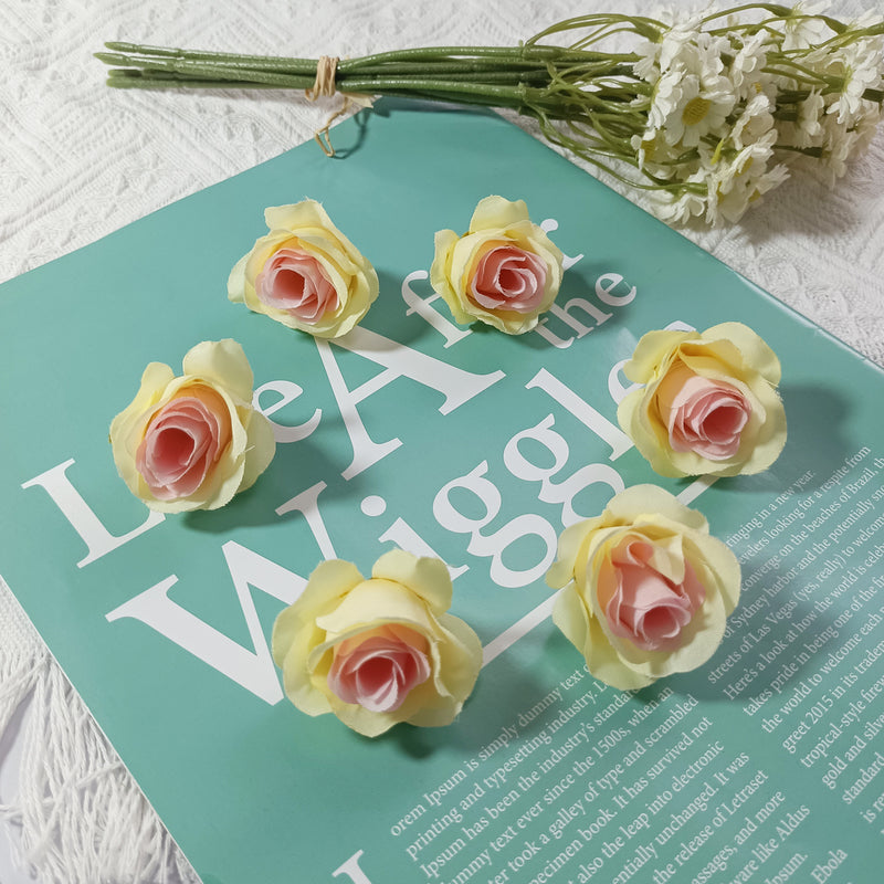 Small Artificial Rose Heads, 1.5" Realistic Silk Faux Roses for DIY Crafts, Wedding Decor, Corsages, Boutonnieres & Home Florals
