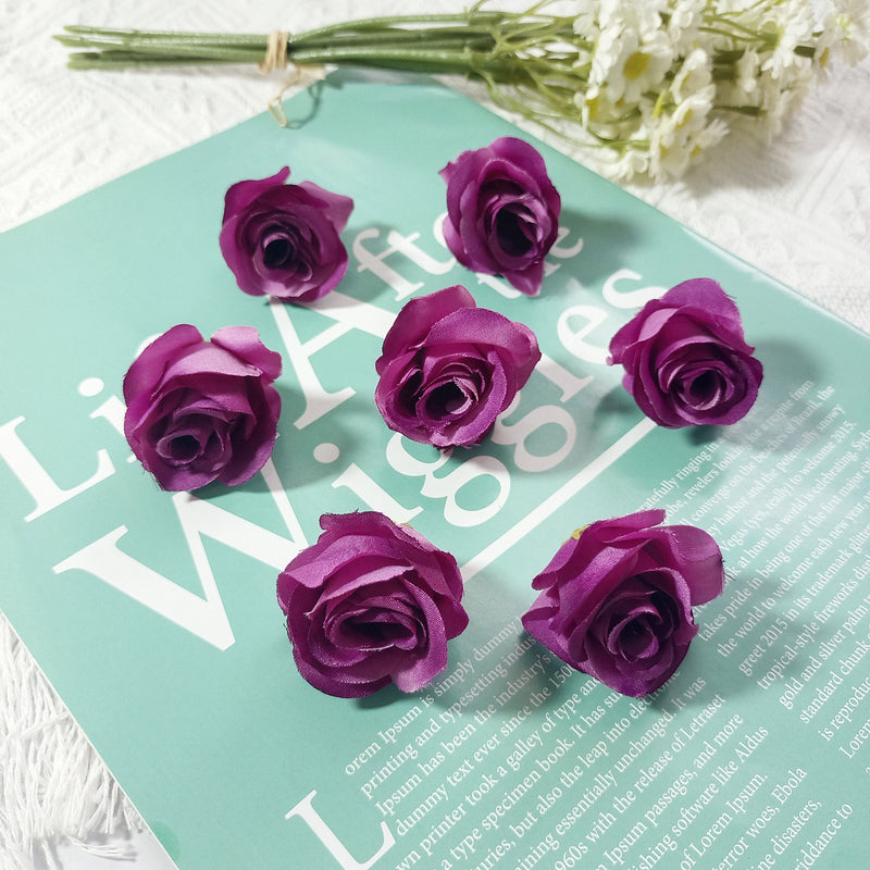 Small Artificial Rose Heads, 1.5" Realistic Silk Faux Roses for DIY Crafts, Wedding Decor, Corsages, Boutonnieres & Home Florals