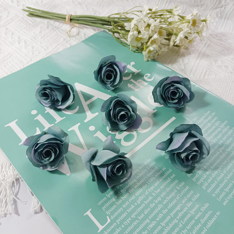Small Artificial Rose Heads, 1.5" Realistic Silk Faux Roses for DIY Crafts, Wedding Decor, Corsages, Boutonnieres & Home Florals