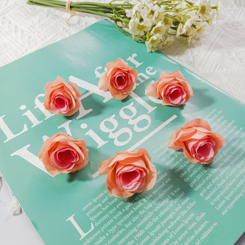 Small Artificial Rose Heads, 1.5" Realistic Silk Faux Roses for DIY Crafts, Wedding Decor, Corsages, Boutonnieres & Home Florals