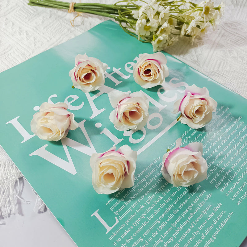 Small Artificial Rose Heads, 1.5" Realistic Silk Faux Roses for DIY Crafts, Wedding Decor, Corsages, Boutonnieres & Home Florals