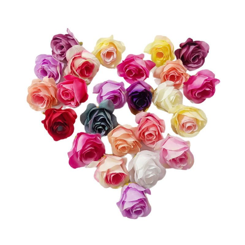 Small Artificial Rose Heads, 1.5" Realistic Silk Faux Roses for DIY Crafts, Wedding Decor, Corsages, Boutonnieres & Home Florals