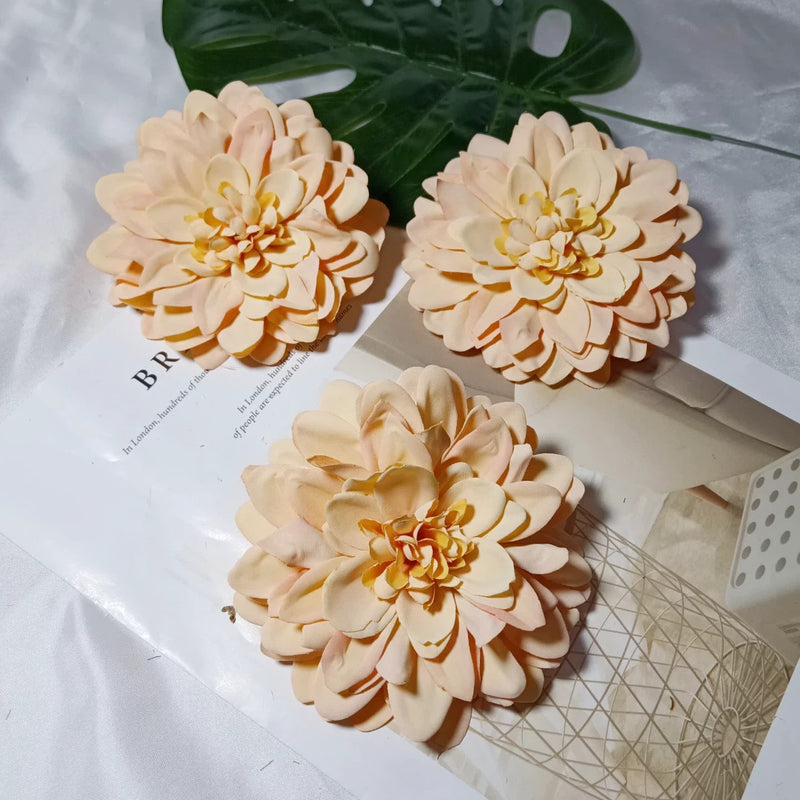 4.5 Inch Dahlia Flower Heads, Bulk Faux Flowers, Lifelike Artificial Dahlias for DIY Wedding Decor, Corsages, Centerpieces, Crafts