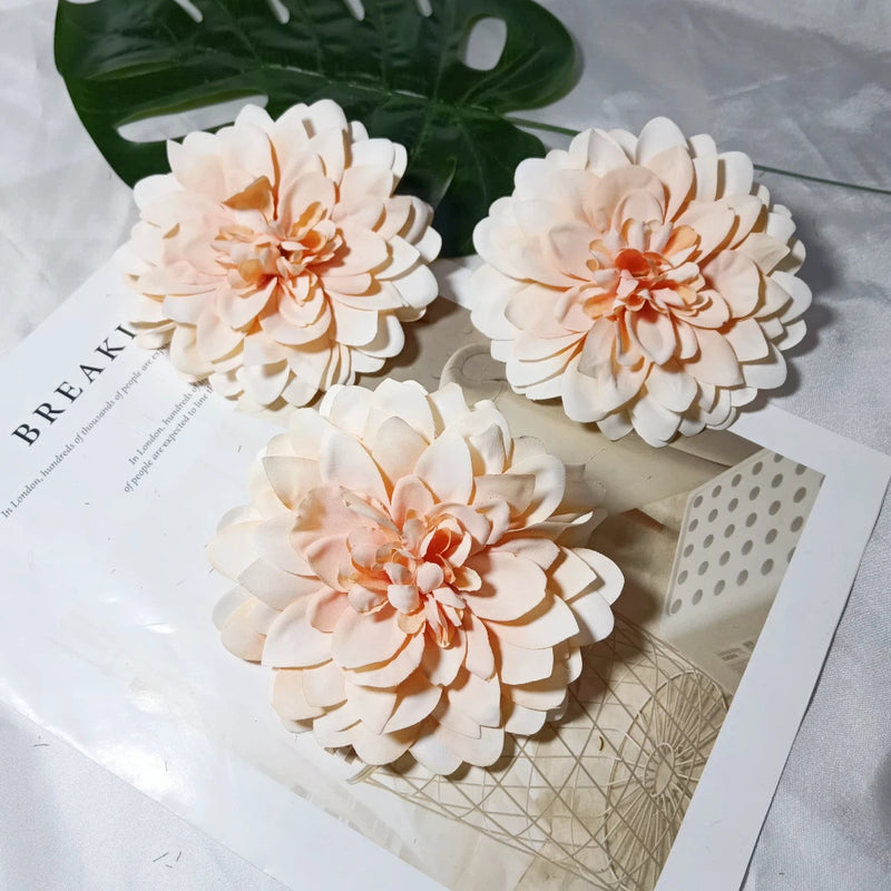 4.5 Inch Dahlia Flower Heads, Bulk Faux Flowers, Lifelike Artificial Dahlias for DIY Wedding Decor, Corsages, Centerpieces, Crafts