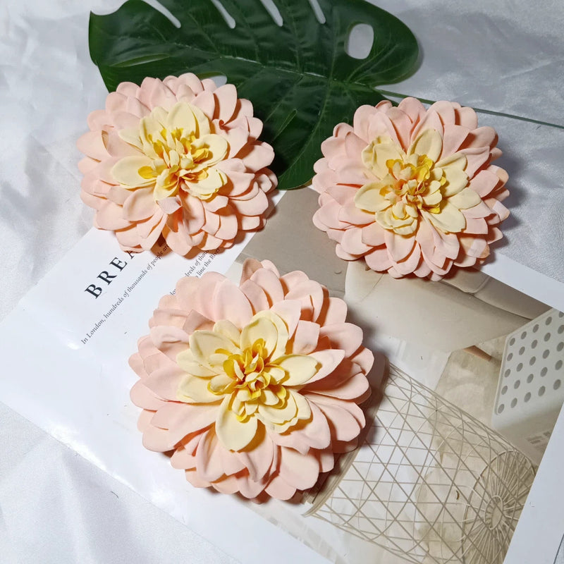 4.5 Inch Dahlia Flower Heads, Bulk Faux Flowers, Lifelike Artificial Dahlias for DIY Wedding Decor, Corsages, Centerpieces, Crafts
