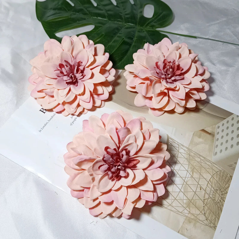 4.5 Inch Dahlia Flower Heads, Bulk Faux Flowers, Lifelike Artificial Dahlias for DIY Wedding Decor, Corsages, Centerpieces, Crafts