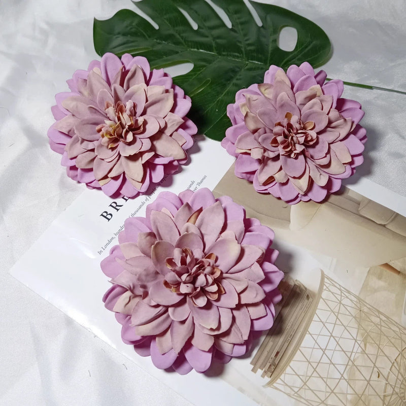 4.5 Inch Dahlia Flower Heads, Bulk Faux Flowers, Lifelike Artificial Dahlias for DIY Wedding Decor, Corsages, Centerpieces, Crafts