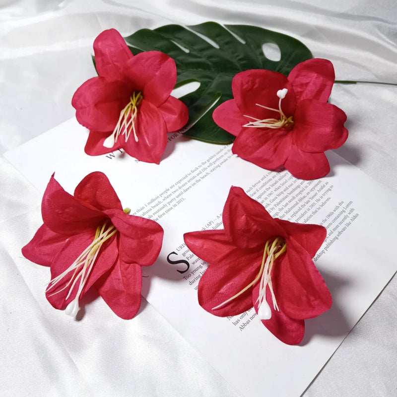 Large 4-Inch Realistic Lily Flower Heads, Bulk Faux Silk Lilies for DIY Wedding Bouquets, Centerpieces, Wreaths & Home Decor Crafts