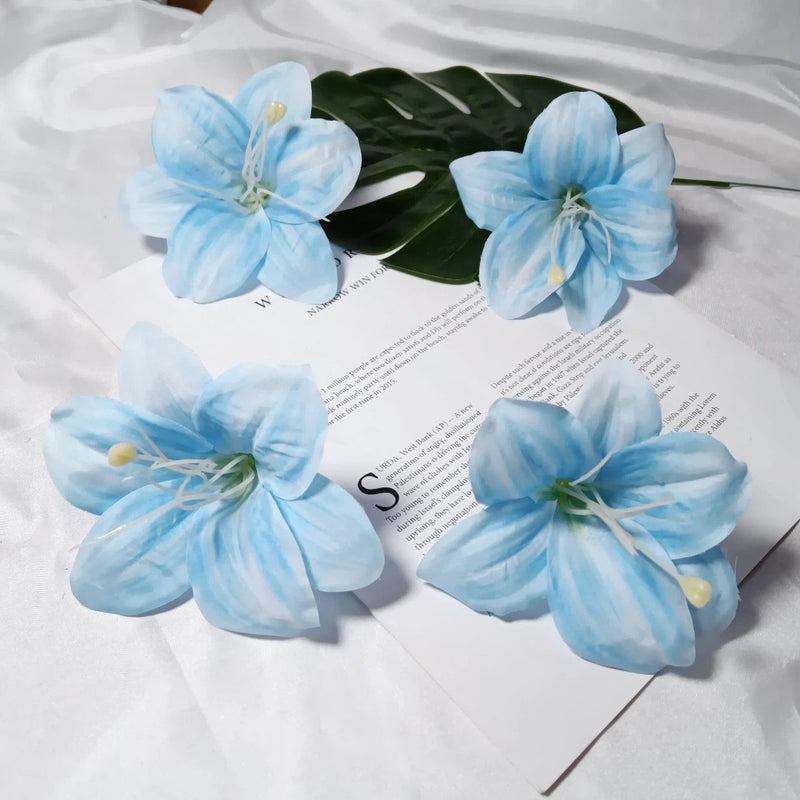 Large 4-Inch Realistic Lily Flower Heads, Bulk Faux Silk Lilies for DIY Wedding Bouquets, Centerpieces, Wreaths & Home Decor Crafts