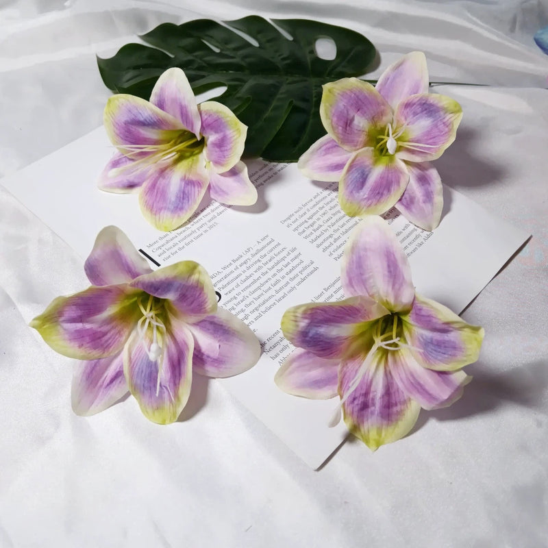 Large 4-Inch Realistic Lily Flower Heads, Bulk Faux Silk Lilies for DIY Wedding Bouquets, Centerpieces, Wreaths & Home Decor Crafts