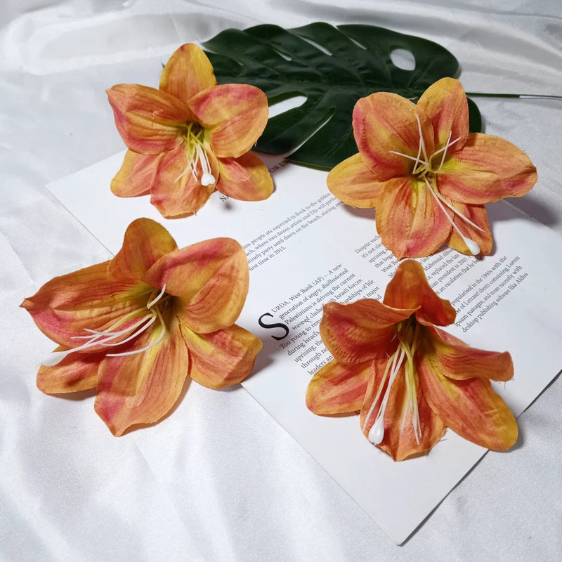 Large 4-Inch Realistic Lily Flower Heads, Bulk Faux Silk Lilies for DIY Wedding Bouquets, Centerpieces, Wreaths & Home Decor Crafts
