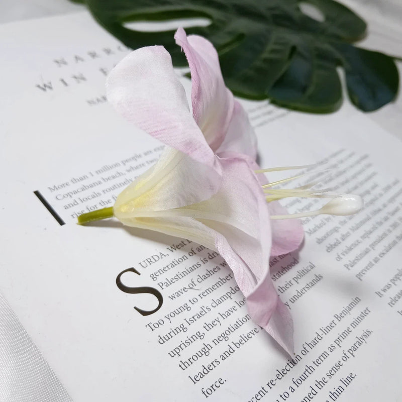 Large 4-Inch Realistic Lily Flower Heads, Bulk Faux Silk Lilies for DIY Wedding Bouquets, Centerpieces, Wreaths & Home Decor Crafts