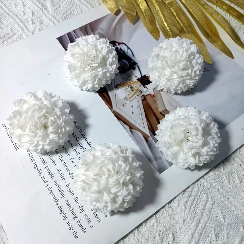 Faux Chrysanthemum Flower Heads, 2" Realistic Ball Mum Blooms, Loose Flowers for DIY Crafts, Wedding Centerpieces, Wreaths & Home Decor