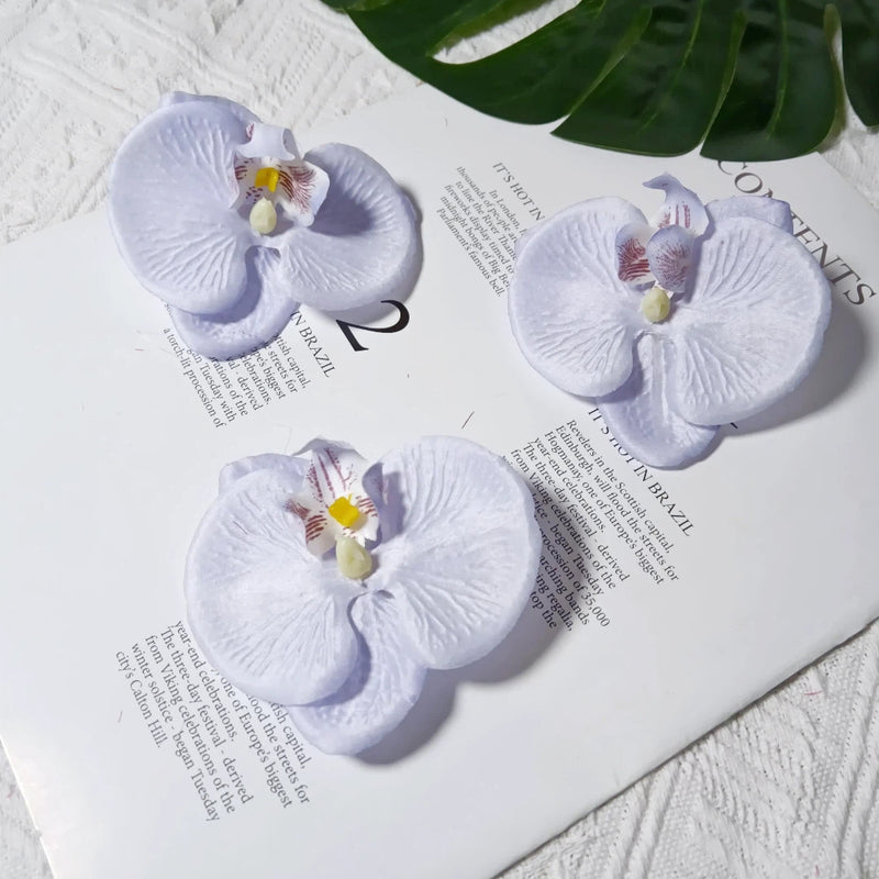 Faux Orchid Heads, 3" Lifelike Phalaenopsis Blooms, Realistic Silk Flowers for DIY Wedding Bouquets, Centerpieces, Hair Clips, Wreaths, Event & Home Decor