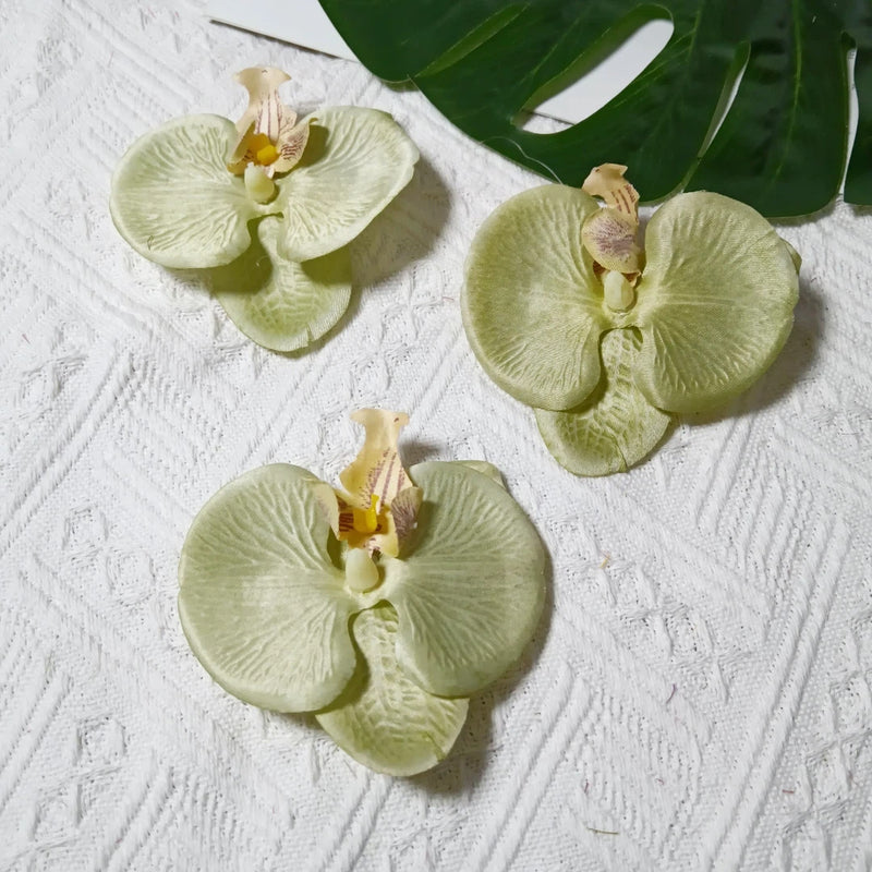 Faux Orchid Heads, 3" Lifelike Phalaenopsis Blooms, Realistic Silk Flowers for DIY Wedding Bouquets, Centerpieces, Hair Clips, Wreaths, Event & Home Decor