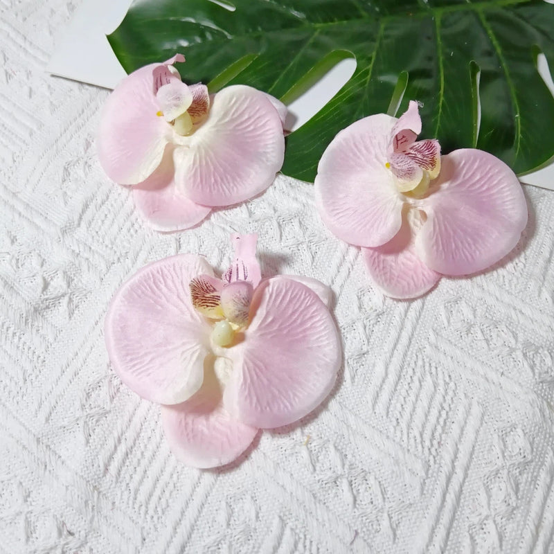 Faux Orchid Heads, 3" Lifelike Phalaenopsis Blooms, Realistic Silk Flowers for DIY Wedding Bouquets, Centerpieces, Hair Clips, Wreaths, Event & Home Decor