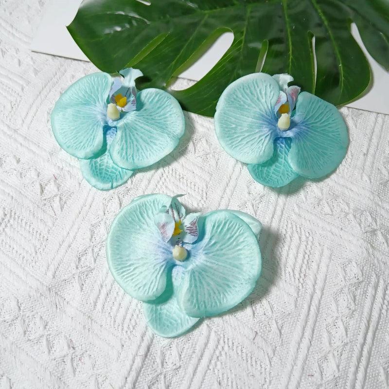Faux Orchid Heads, 3" Lifelike Phalaenopsis Blooms, Realistic Silk Flowers for DIY Wedding Bouquets, Centerpieces, Hair Clips, Wreaths, Event & Home Decor