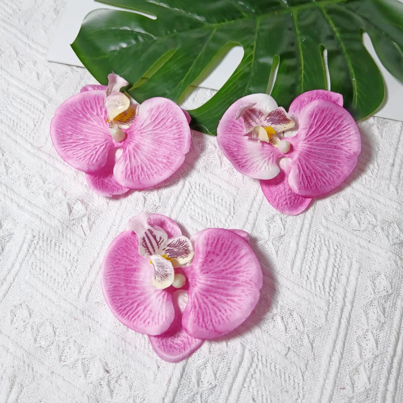Faux Orchid Heads, 3" Lifelike Phalaenopsis Blooms, Realistic Silk Flowers for DIY Wedding Bouquets, Centerpieces, Hair Clips, Wreaths, Event & Home Decor