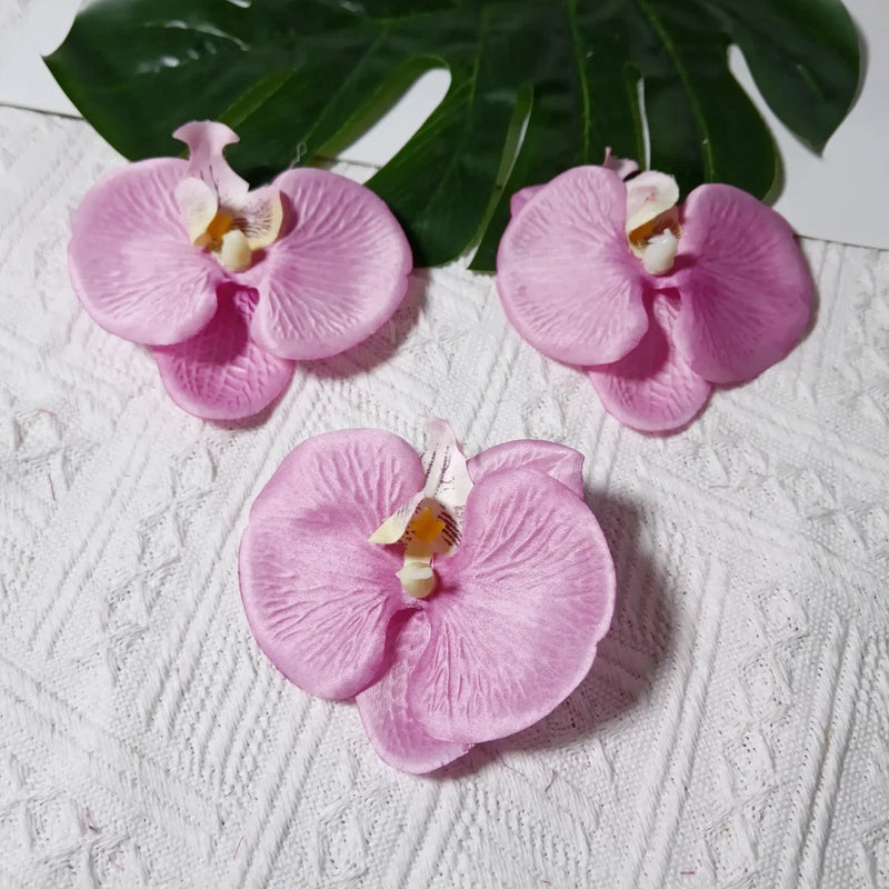 Faux Orchid Heads, 3" Lifelike Phalaenopsis Blooms, Realistic Silk Flowers for DIY Wedding Bouquets, Centerpieces, Hair Clips, Wreaths, Event & Home Decor