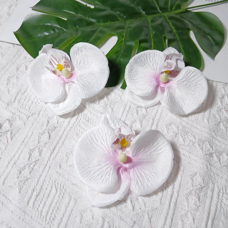 Faux Orchid Heads, 3" Lifelike Phalaenopsis Blooms, Realistic Silk Flowers for DIY Wedding Bouquets, Centerpieces, Hair Clips, Wreaths, Event & Home Decor
