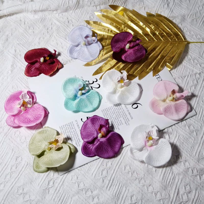 Faux Orchid Heads, 3" Lifelike Phalaenopsis Blooms, Realistic Silk Flowers for DIY Wedding Bouquets, Centerpieces, Hair Clips, Wreaths, Event & Home Decor