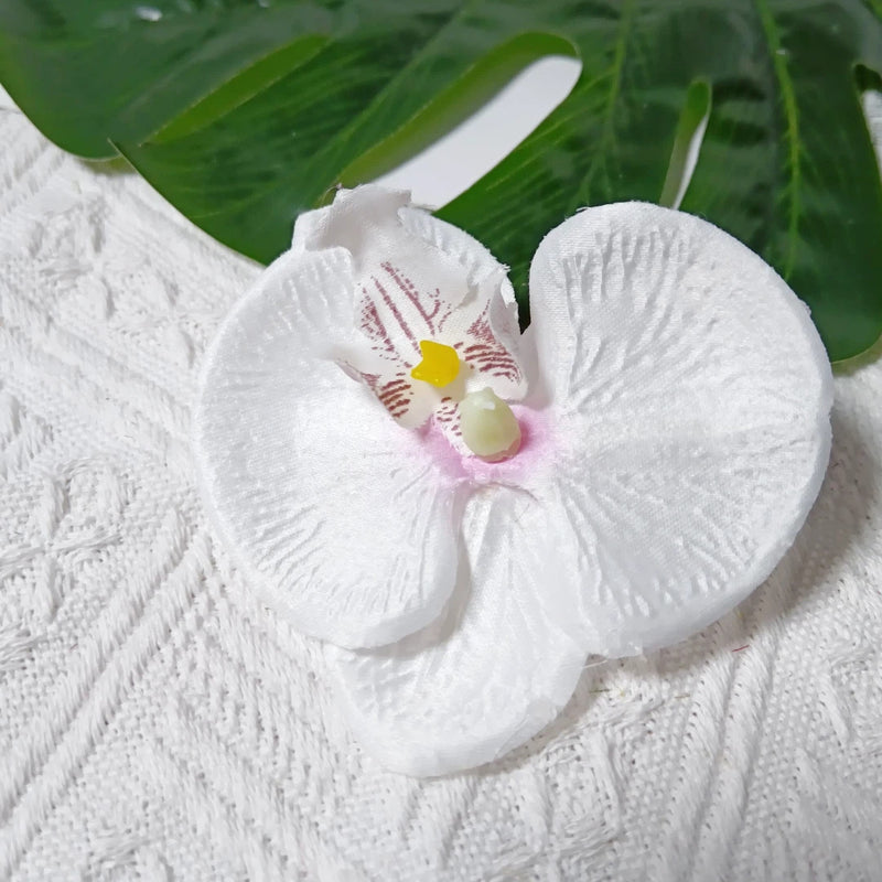 Faux Orchid Heads, 3" Lifelike Phalaenopsis Blooms, Realistic Silk Flowers for DIY Wedding Bouquets, Centerpieces, Hair Clips, Wreaths, Event & Home Decor