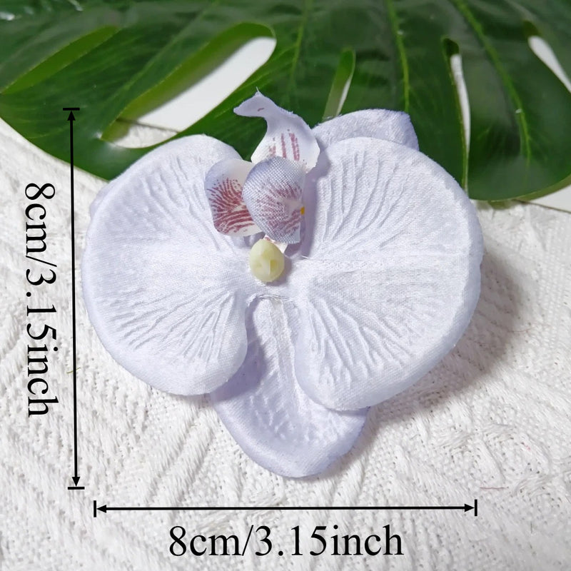 Faux Orchid Heads, 3" Lifelike Phalaenopsis Blooms, Realistic Silk Flowers for DIY Wedding Bouquets, Centerpieces, Hair Clips, Wreaths, Event & Home Decor