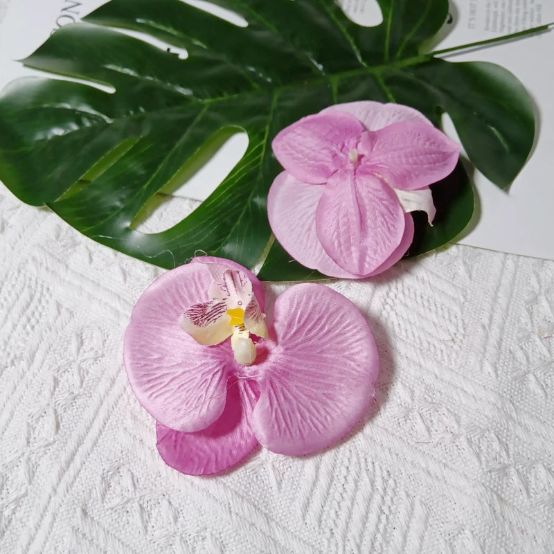 Faux Orchid Heads, 3" Lifelike Phalaenopsis Blooms, Realistic Silk Flowers for DIY Wedding Bouquets, Centerpieces, Hair Clips, Wreaths, Event & Home Decor