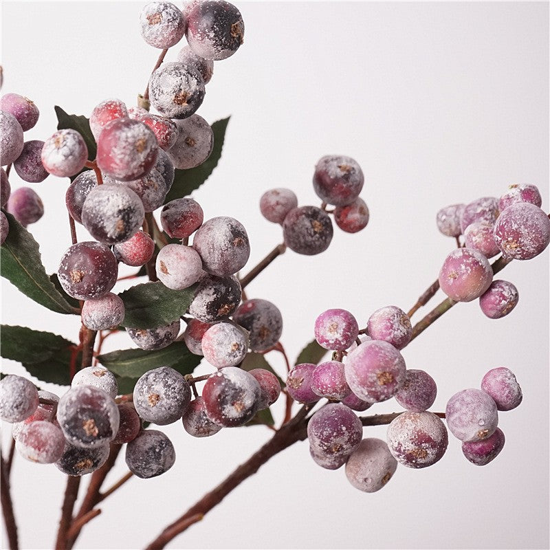 Frosted Berry Stem 18" Realistic Faux Berries, Winter Decor, Home Accents, Wedding & Event Floral Arrangement