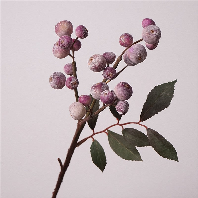 Frosted Berry Stem 18" Realistic Faux Berries, Winter Decor, Home Accents, Wedding & Event Floral Arrangement