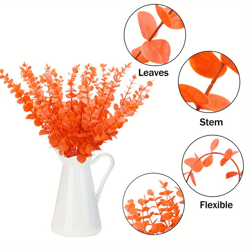 20 Pcs Autumn Eucalyptus Stems, 15" Tall Faux Silver Dollar Money Leaf Branches for Vase, Wedding Bouquets, DIY Home Decor & Centerpieces
