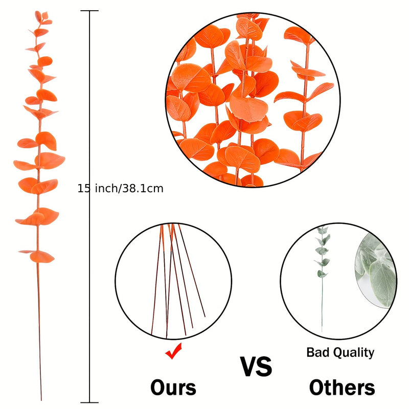 20 Pcs Autumn Eucalyptus Stems, 15" Tall Faux Silver Dollar Money Leaf Branches for Vase, Wedding Bouquets, DIY Home Decor & Centerpieces