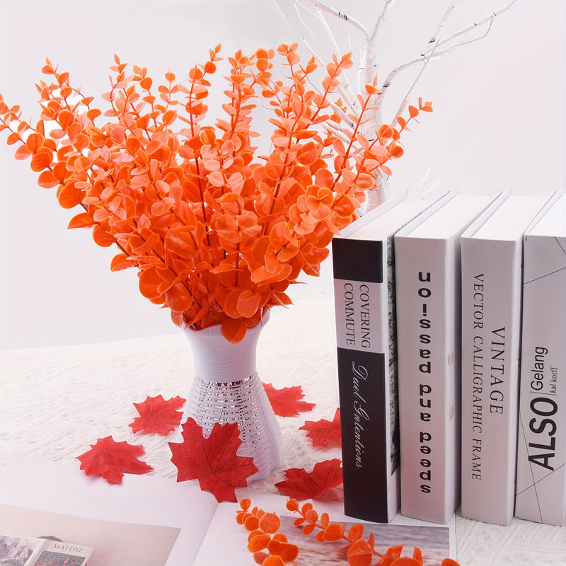 20 Pcs Autumn Eucalyptus Stems, 15" Tall Faux Silver Dollar Money Leaf Branches for Vase, Wedding Bouquets, DIY Home Decor & Centerpieces